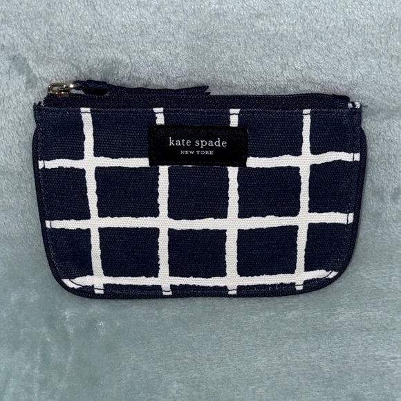 kate spade Accessories - kate spade Navy and White Grid Pouch